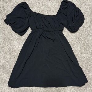 See You Monday Black Puff Sleeve Dress